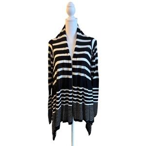 Tarte Black & White Striped Cardigan Size XS Draped Open Front
